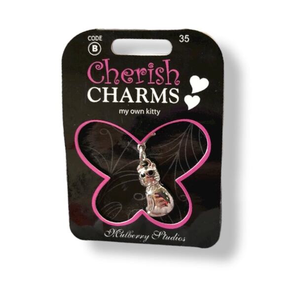 Cherish Charms My Own Kitty Cat Charm Silver Tone Silvertone for Bracelet NEW - Picture 1 of 4